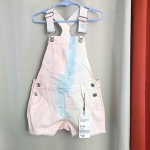 Girls Demin Multi Color Short Overalls